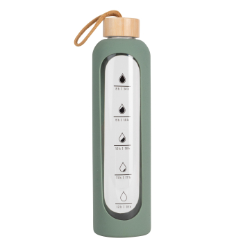 Botella de Cristal con Funda de Silicona 1L - Verde