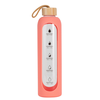 Botella de Cristal con Funda de Silicona 1L -Rosa