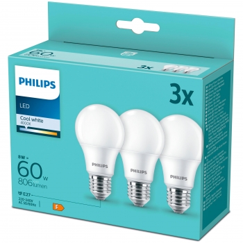 Bombilla Philips LED 60W E27 3 ud