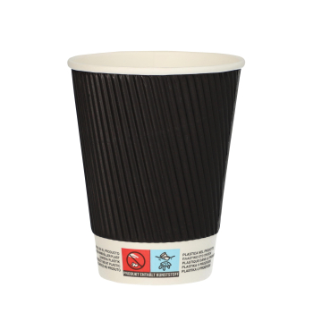 Set 8 Vasos de cartón doble pared "To Go" 36 cl Ripple Wall - Negro