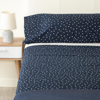 Juego de Sábanas de Algodón 3 Piezas Cama 105 cm TEX HOME Eva dots Azul