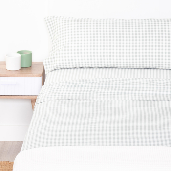 Juego de Sábanas 3 Piezas de Algodón Cama 135 cm TEX HOME Vichy Verde