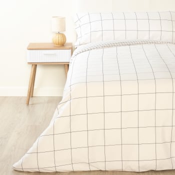 Fundas Nórdica de Algodón 2 Piezas Cama 105 cm TEX HOME Checks Blanco