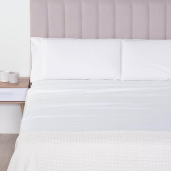 Juego de Sábanas 4 Piezas de Algodón Cama 150 cm TEX HOME Pintuck Blanco