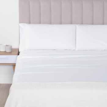 Juego de Sábanas 4 Piezas de Algodón Cama 180 cm TEX HOME Pintuck Blanco