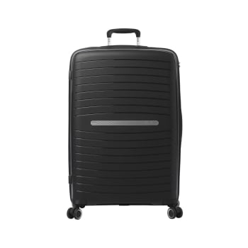Maleta Grande Trolley Rigída 74x51x30 cm, 4 Ruedas, con Candado, Totto Wave, Negro