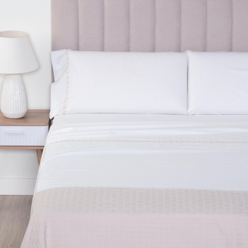 Juego de Sábanas 4 Piezas de Algodón Cama 180 cm TEX HOME Luxury Vega Blanco