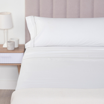 Juego de Sábanas 3 Piezas de Algodón Cama 135 cm TEX HOME Luxury Isa Blanco