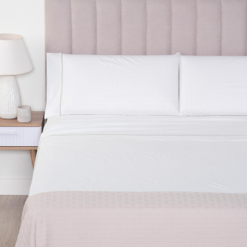 Juego de Sábanas 4 Piezas de Algodón Cama 150 cm TEX HOME Luxury Isa Blanco