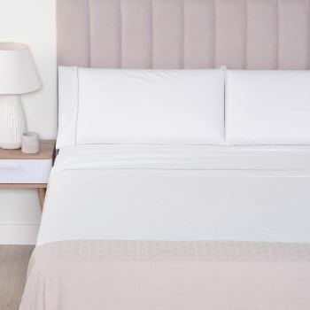 Juego de Sábanas 4 Piezas de Algodón Cama 180 cm TEX HOME Luxury Isa Blanco