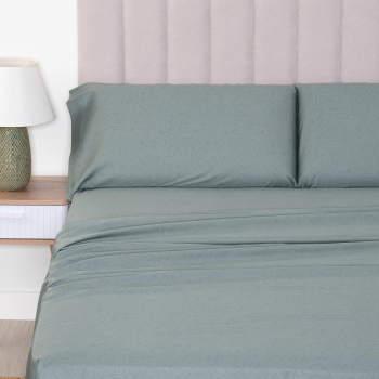 Juego de Sábanas 4 Piezas de Algodón Cama 180 cm TEX HOME Saten Pasley Verde