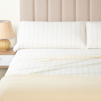 Juego de Sábanas de Algodón 4 Piezas Cama 180 cm TEX HOME Vendome Blanco