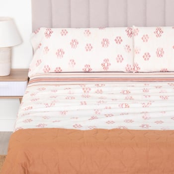 Juego de Sábanas 4 Piezas de Algodón Cama 150 cm TEX HOME Fancy Lucia Blanco