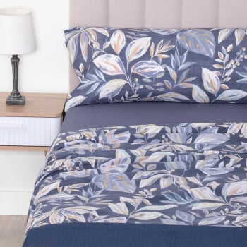 Juego de Sábanas 3 Piezas de Algodón Cama 90 cm TEX HOME Bio Sacha Azul