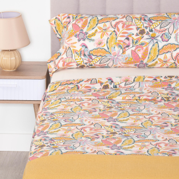 Juego de Sábanas 4 Piezas de Algodón Cama 90 cm TEX HOME Bio Neela Rosa