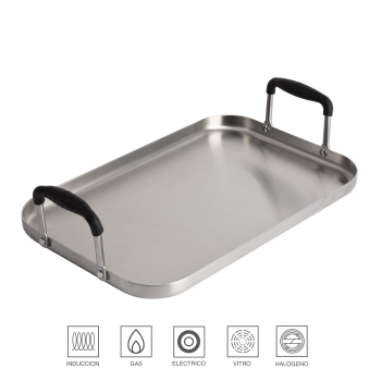 Asador SAN IGNACIO Smashed, de Acero Inoxidable,  Apto Inducción, 39x25x2 cm