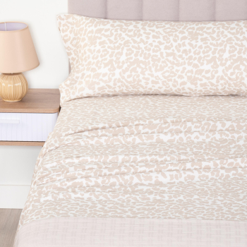 Juego de Sábanas 3 Piezas de Algodón Cama 90 cm TEX HOME Fancy San Beige