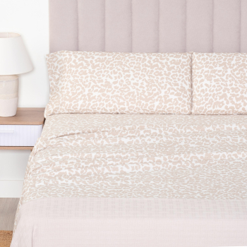 Juego de Sábanas 4 Piezas de Algodón Cama 150 cm TEX HOME Fancy San Beige