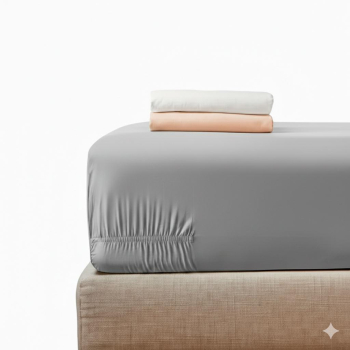 Sábana Bajera Ajustable para colchones altos Algodón Percal Bio Cama 135 cm TEX HOME Gris