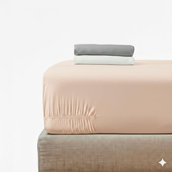Sábana Bajera Ajustable Algodón Percal para colchones altos Cama 150 cm TEX HOME Beige