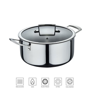 Cacerola MASTERPRO Legacy, de Acero Inoxidable, Apto Inducción, 4,6L, con Tapa