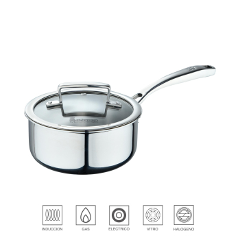 Cazo MASTERPRO Legacy, de Acero Inoxidable, Apto Inducción, 1,4L, con Tapa