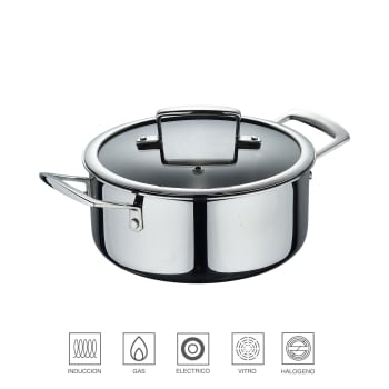 Cacerola MASTERPRO Legacy, de Acero Inoxidable, Apto Inducción, 2,7L, con Tapa