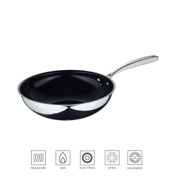 Wok MASTERPRO Legacy, de Acero Inoxidable, Apto Inducción, 28 cm