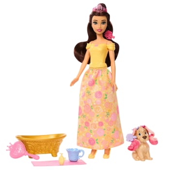 Disney Princess Bella con Perrito, Muñeca con Vestido y Accesorios +3 años