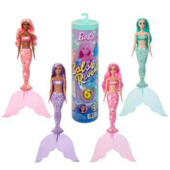 Barbie Color Reveal Muñeca Sirena Sorpresa con Accesorios, Muñeca y Accesorios +3 años