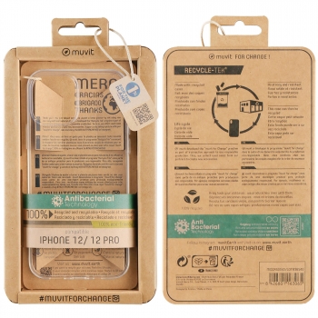 Funda Carcasa Recycletek Antibacteriana para Apple iPhone 12/12 Pro Muvit - Transparente