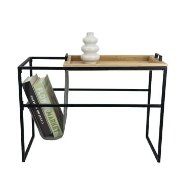 Mesa Auxiliar Desmontable de Bambú y Hierro 45x28x67,5 cm CARREFOUR HOME
