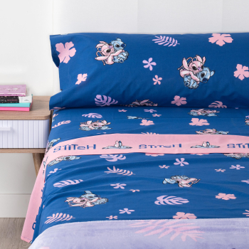Juego de Sábanas 3 Piezas Cama 90 cm Stich DISNEY Azul