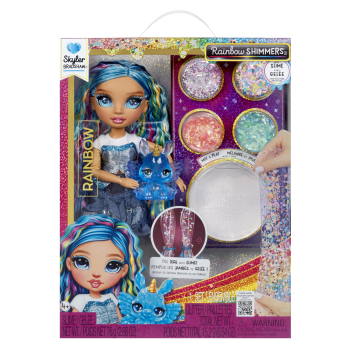 Rainbow High Brillos Arcoíris con Slime – Skyler, Azul, 28 cm, Muñeca y accesorios +4 años