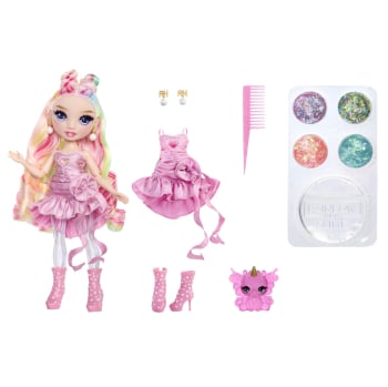 Rainbow High Brillos Arcoíris con Slime – Bella, Rosa, 28 cm, Muñeca y accesorios +4 años
