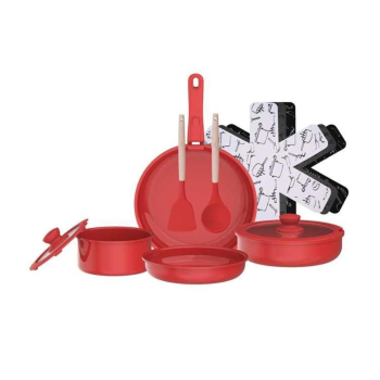 Batería de Cocina de 12 piezas CARREFOUR HOME Terra - Rojo