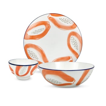 Vajilla de Porcelana 9 pzas CARREFOUR HOME Papaya - Estampado