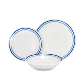 Vajilla de Porcelana 18 pzas CARREFOUR HOME Rayas - Azul