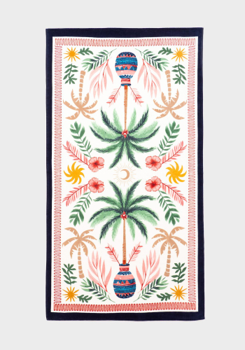 Toalla de Playa de Algodón 90x160 cm TEX HOME Velour estampada Beige