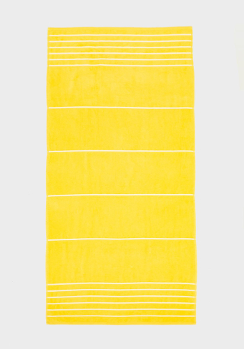 Toalla de Playa de Algodón 150x75 cm TEX Velour Raya Amarillo