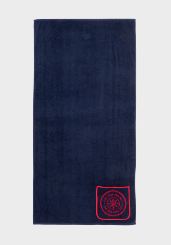 Toalla de Playa de Algodón 180x90 cm TEX HOME Rizo con Bolsillo Azul