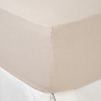 Sábana Bajera Ajustable para colchones altos Algodón Percal Cama 90 cm TEX HOME Beige