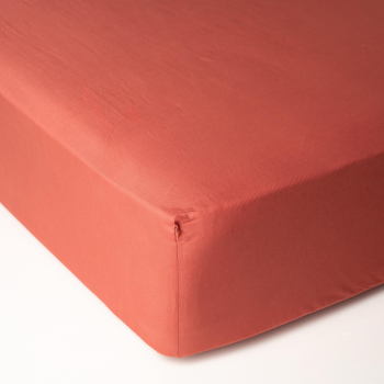 Sábana Bajera Ajustable Algodón Percal para colchones altos Cama 135 cm TEX HOME Marrón