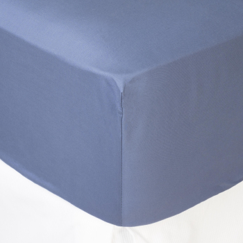 Sábana Bajera Ajustable para colchones altos Algodón Percal Bio TEX HOME Cama 150 cm Azul