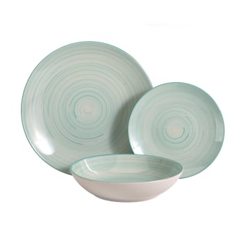 Vajilla de Gres 18 pzas - Espiral Azul