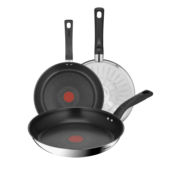 Set 3 Sartenes TEFAL Delicious, Antiadherente, de Acero Inoxidable, Apto Inducción, 20-24-28 cm