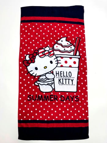 Toalla de Playa de Algodón 150x75 cm HELLO KITTY Rojo