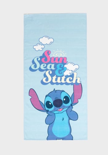 Toalla de Playa Infantil de Algodón 150x75 cm Stitch DISNEY Azul