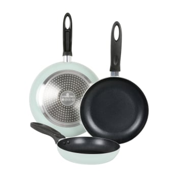 Set 3 Sartenes SANPIETRO Mint, Antiadherente, de Aluminio, Apto Inducción, 18-22-26 cm