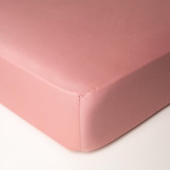 Sábana Bajera Ajustable para colchones altos Algodón Percal Bio Cama 180 cm TEX HOME Rosa